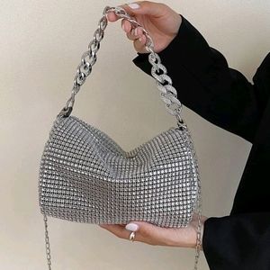 NWOT Glitter Rhinestone Decor Stud Hobo Bag